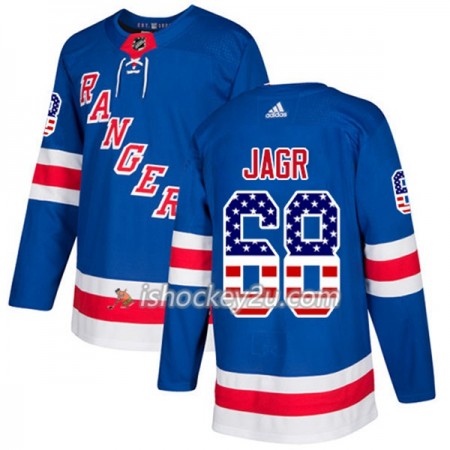 Mænd NHL New York Rangers Trøje Jaromir Jagr 68 Adidas 2017-2018 Blå USA Flag Fashion Authentic